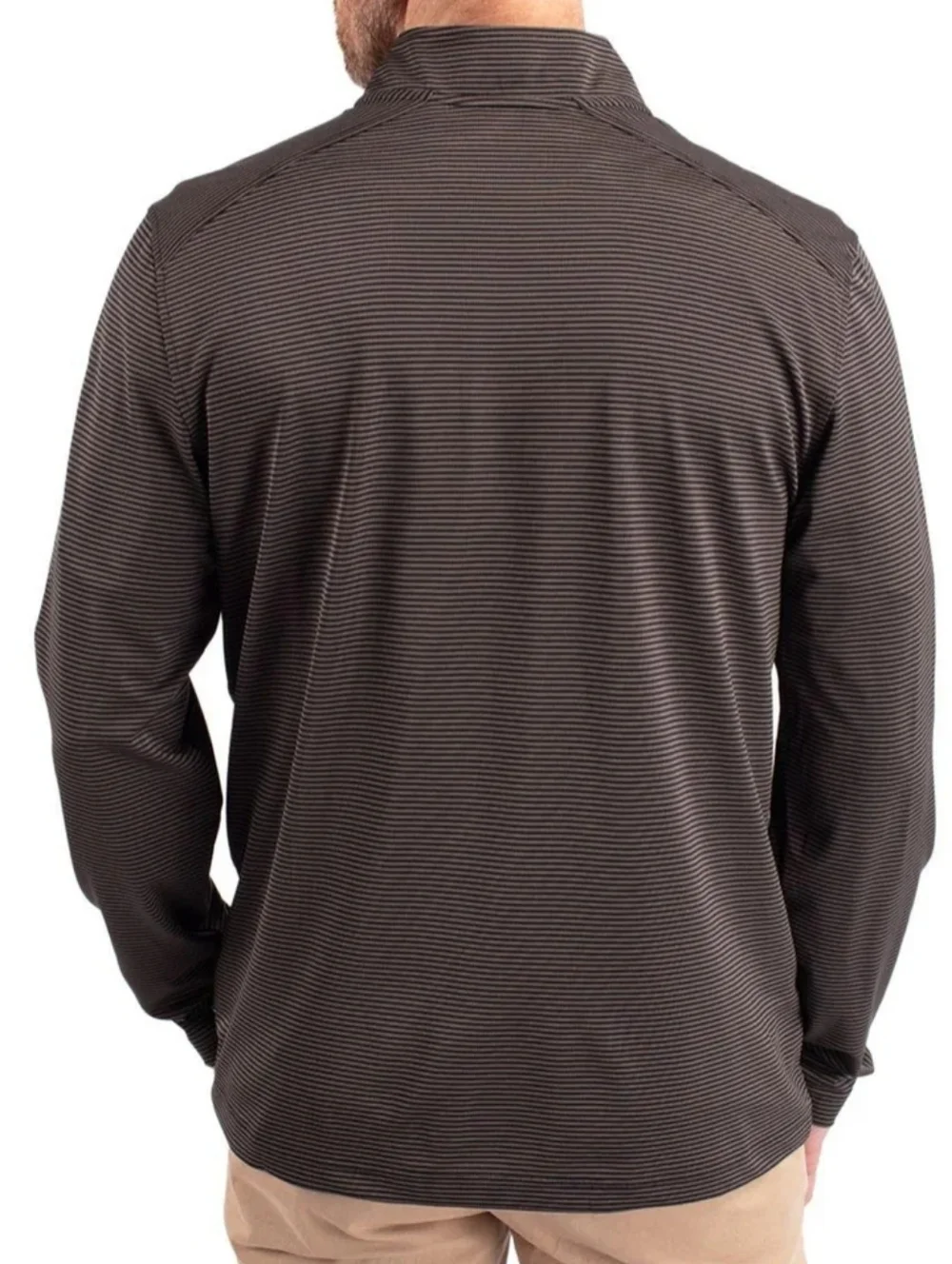 Cutter & Buck Quarter-Zip Pullover 3XT Black Gray Striped UV Protect NWT